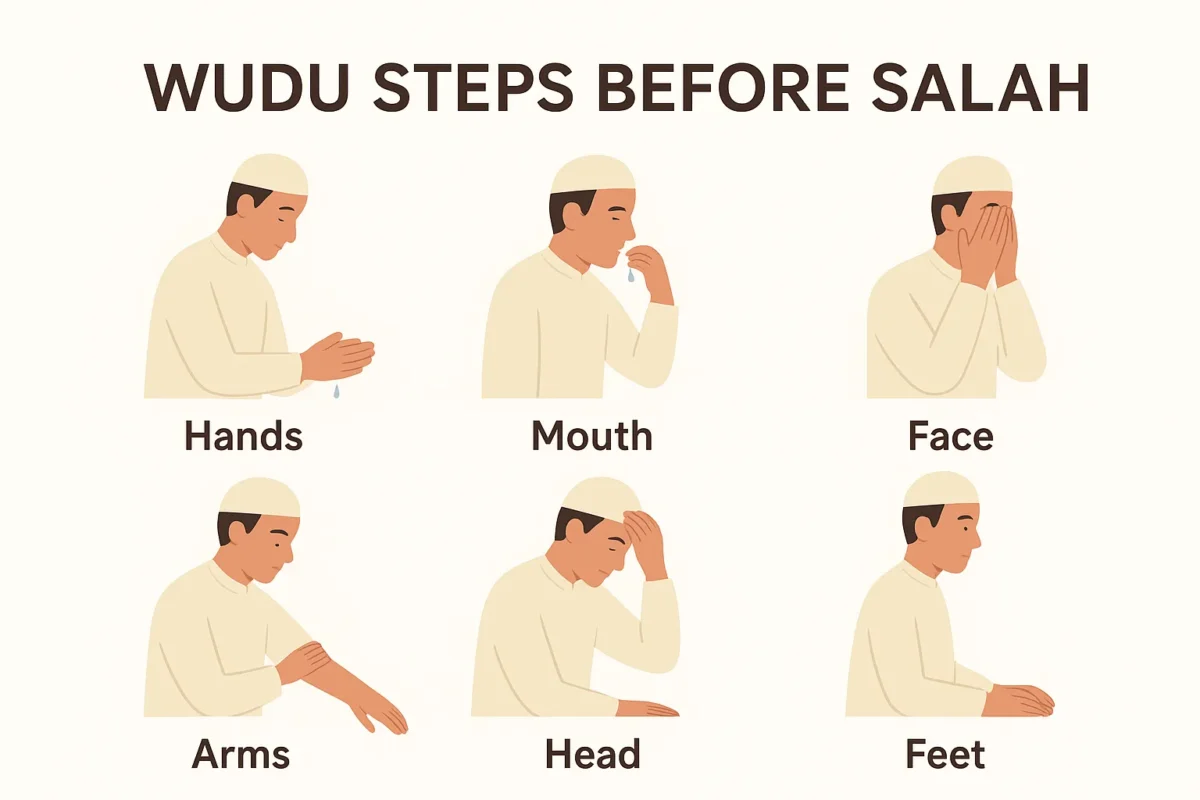 Wudu steps in Islam before prayer
